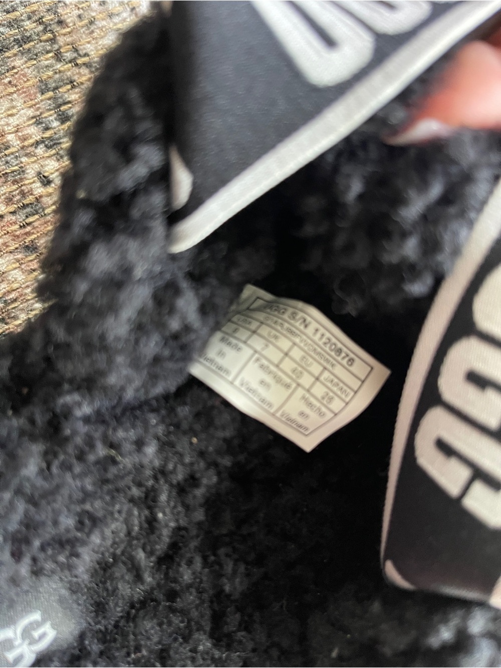 UGG Black Shearling Crossband Slide with Logo Heel Strap - Picture 4 of 5
